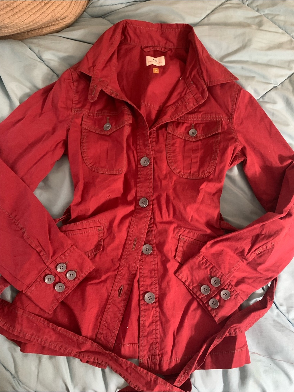 Christopher Blue Red Button-Front Utility Jacket